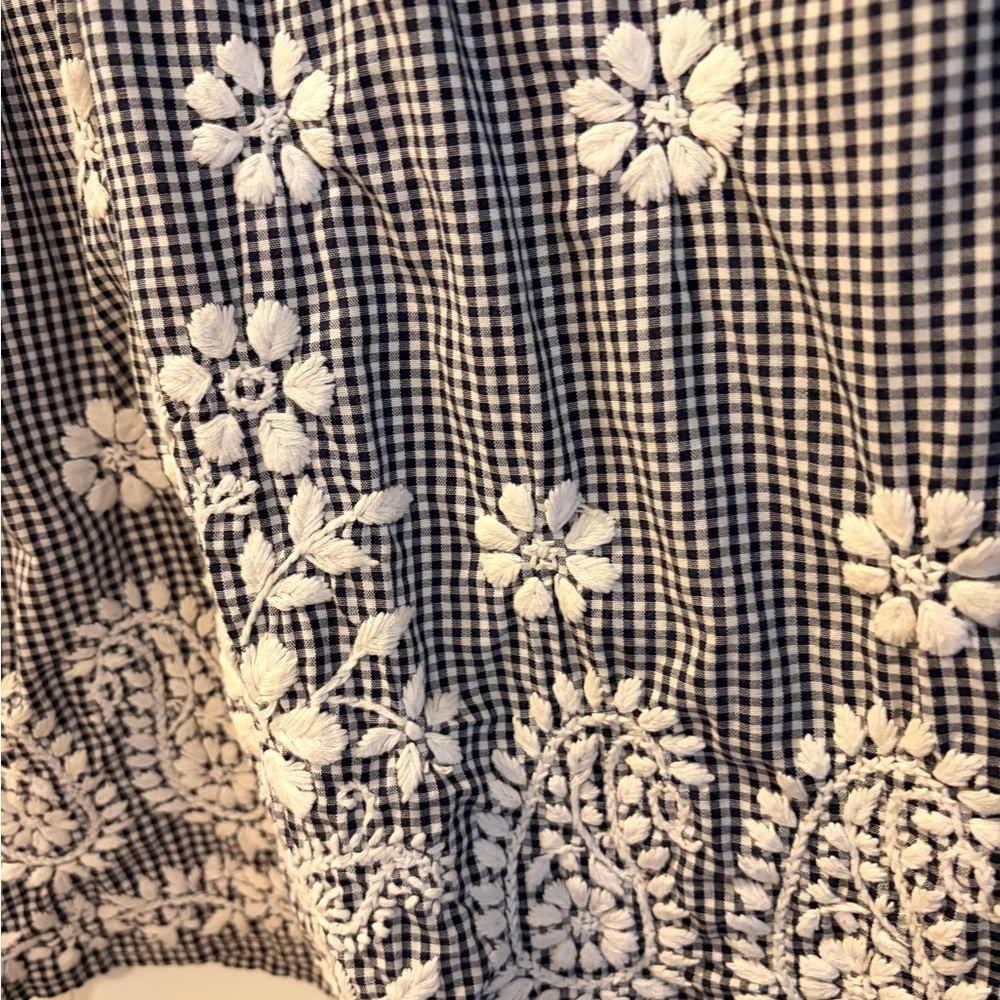 Embroidered Black & White Gingham Dress - Picture 6 of 7